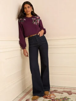 Love & Roses Crew Neck Jersey Sequin Sweatshirt