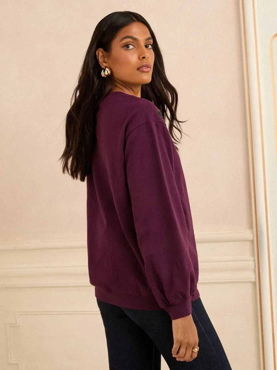 Love & Roses Crew Neck Jersey Sequin Sweatshirt