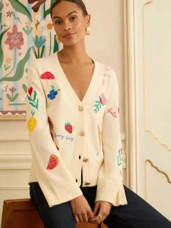 Love & Roses Embroidered Knitted Cardigan
