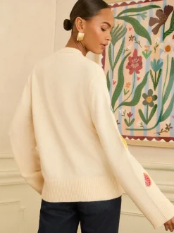 Love & Roses Embroidered Knitted Cardigan