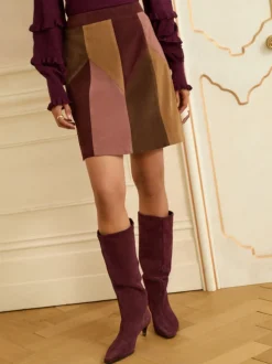 Love & Roses Faux Suede Patchwork Mini Skirt