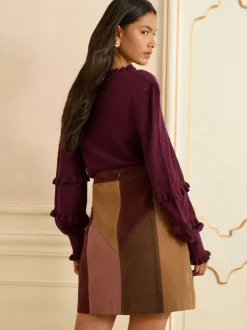 Love & Roses Faux Suede Patchwork Mini Skirt