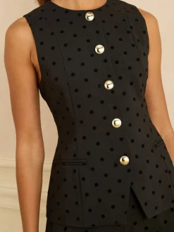 Love & Roses Flock Spot Waistcoat