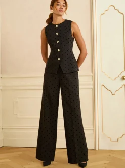 Love & Roses Flock Spot Waistcoat