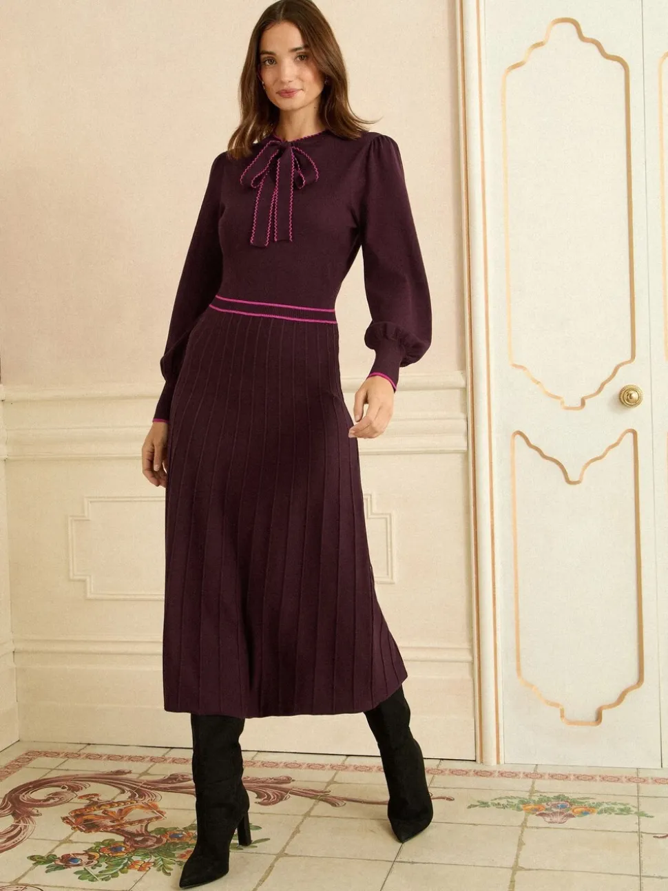 Love & Roses gebreide midi-jurk