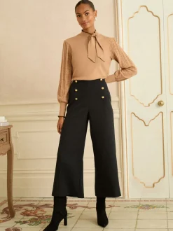 Love & Roses Gold Button Wide Leg Trouser