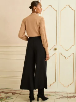 Love & Roses Gold Button Wide Leg Trouser
