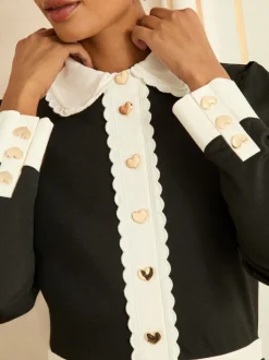 Love & Roses Long Sleeve Contrast Collar Mini Dress