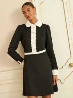 Love & Roses Long Sleeve Contrast Collar Mini Dress
