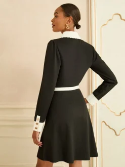 Love & Roses Long Sleeve Contrast Collar Mini Dress