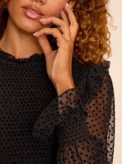 Love & Roses Mesh Long Sleeve Blouse
