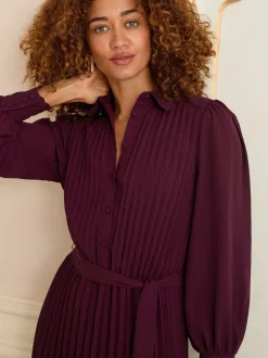 Love & Roses Pleated Detail Midi Dress