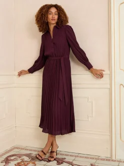 Love & Roses Pleated Detail Midi Dress