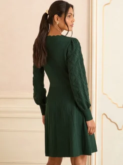 Love & Roses Scallop Knitted Mini Dress