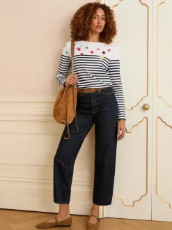 Love & Roses Stripe Embroidered Top