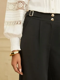 Love & Roses Wide Leg Buckle Detail Trousers