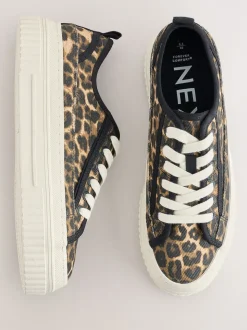 Luipaard - Canvas Chunky Baseballsneakers met Vetersluiting