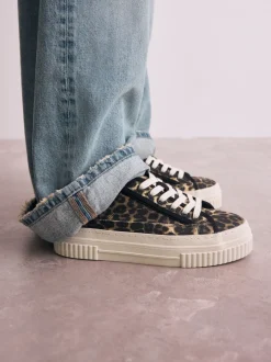 Luipaard - Canvas Chunky Baseballsneakers met Vetersluiting