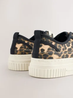 Luipaard - Canvas Chunky Baseballsneakers met Vetersluiting