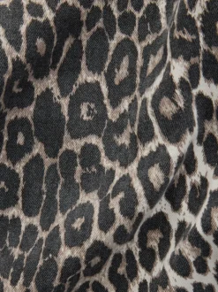 Luipaard - Katoenen jeans met print en wijde pijpen
