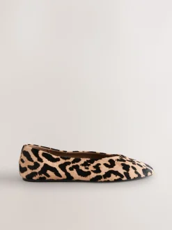 Luipaard - Leren ballerina met ronde neus