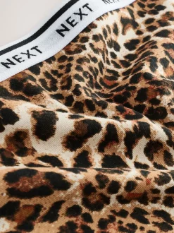 Luipaardprint - 4 Katoenen slipjes met logotailleband