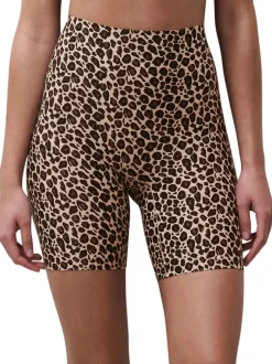 Luipaardprint - Chantelle zachte naadloze stretchshorts tot halverwege de dij met hoge taille en één maat