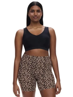 Luipaardprint - Chantelle zachte naadloze stretchshorts tot halverwege de dij met hoge taille en één maat