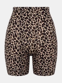 Luipaardprint - Chantelle zachte naadloze stretchshorts tot halverwege de dij met hoge taille en één maat