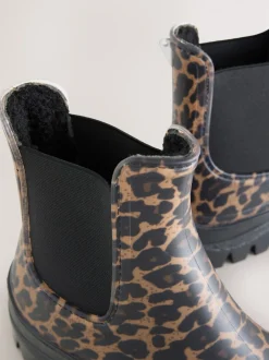 Luipaardprint - Faux Fur Lined Chelsea Ankle Wellies