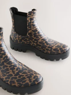 Luipaardprint - Faux Fur Lined Chelsea Ankle Wellies