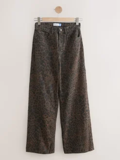 Luipaardprint - Jeans met wijde pijpen