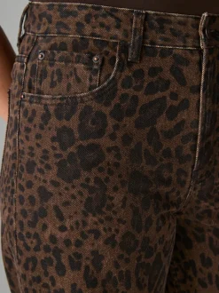 Luipaardprint - Jeans met zandloperpasvorm en wijde pijpen