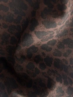 Luipaardprint - Jersey denim broek met wijde pijpen