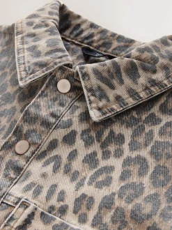 Luipaardprint - Mini Long Sleeve Utility Denim Dress