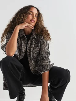 Luipaardprint - Oversized denim overhemd