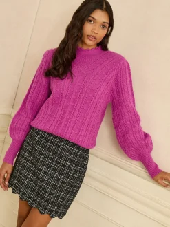 Magenta-roze - Love & Roses Bobble Stitch Cosy Knitted Jumper