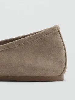 Mango Suede Bow Ballet Flats