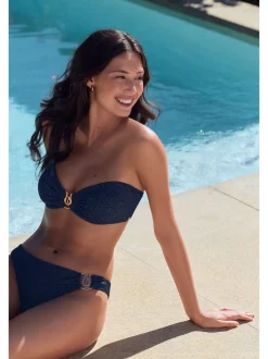 Marineblauw - B by Ted Baker glinsterende bandeau bikinitop met textuur