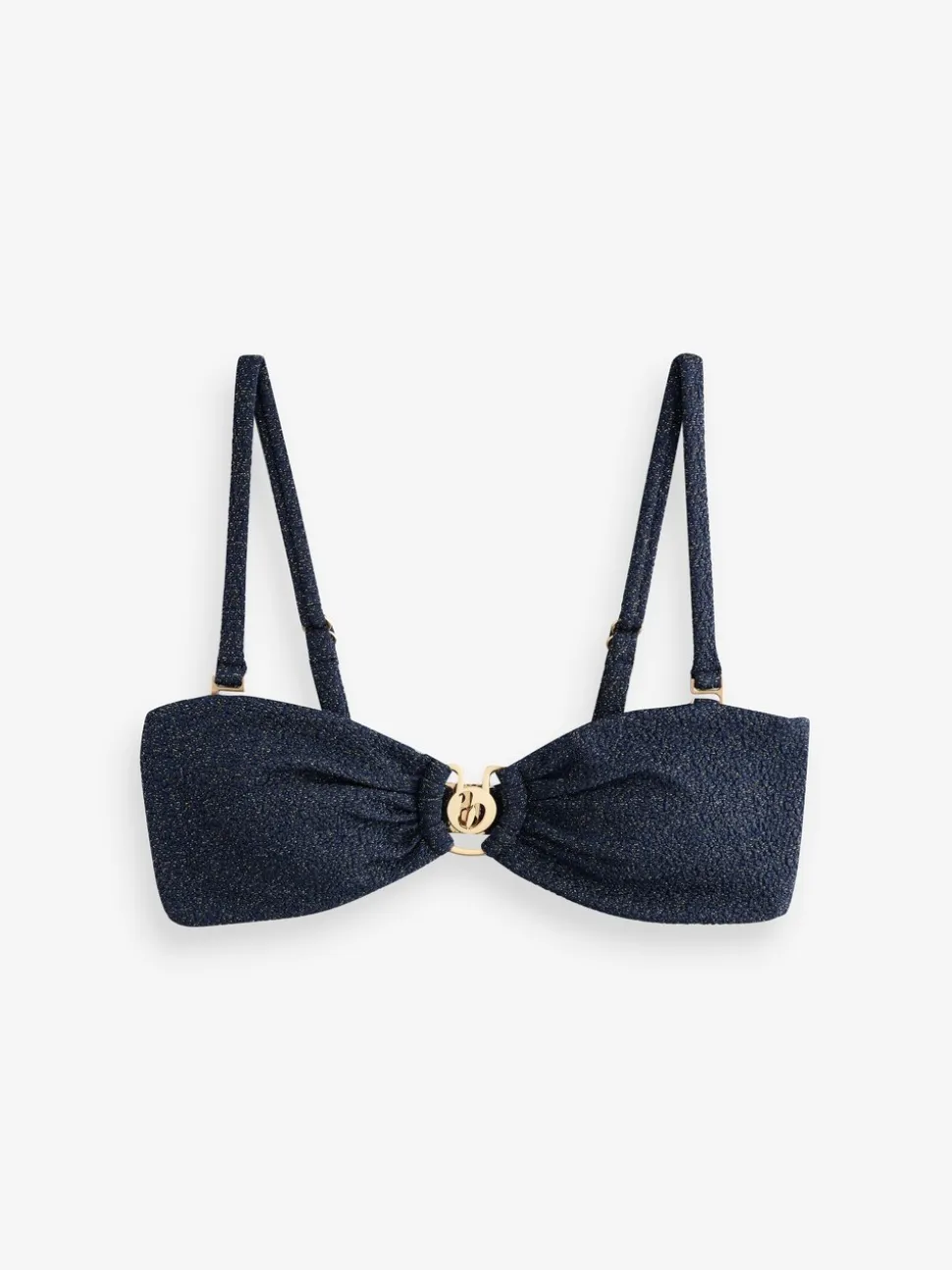 Marineblauw - B by Ted Baker glinsterende bandeau bikinitop met textuur