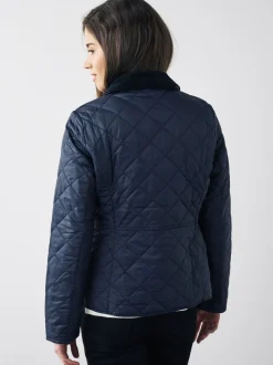Marineblauw - Barbour® - Deveron in schuine ruit doorgestikt lichtgewicht jack