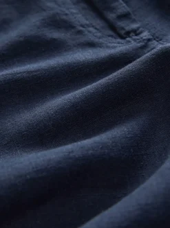 Marineblauw - Bermuda van linnenmix