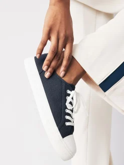 Marineblauw - Canvas honkbalsneakers