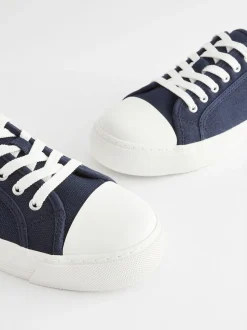 Marineblauw - Canvas honkbalsneakers