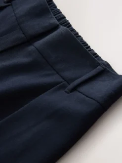 Marineblauw - Elastic Back Wide Leg Trousers With Wool