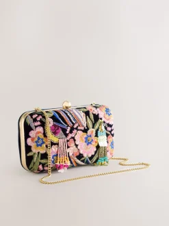Marineblauw - Embellished Detail Bird Clutch Bag