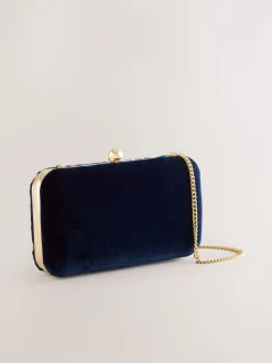 Marineblauw - Embellished Detail Bird Clutch Bag
