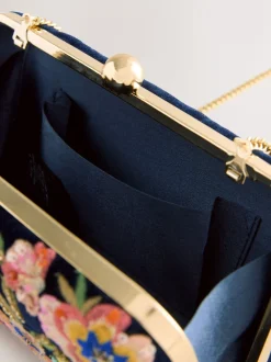 Marineblauw - Embellished Detail Bird Clutch Bag