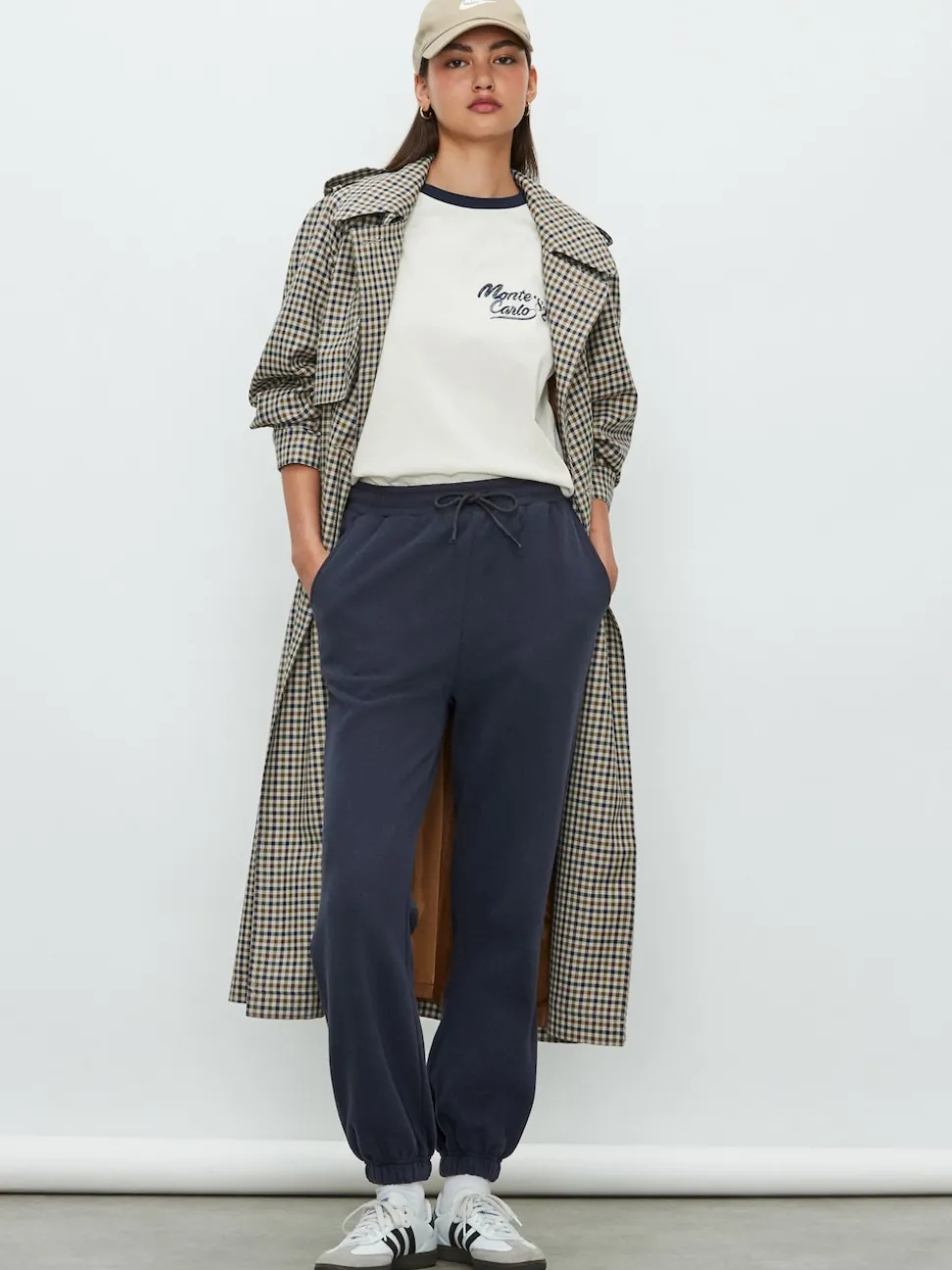 Marineblauw - Essentiële jersey joggingbroek met manchetten