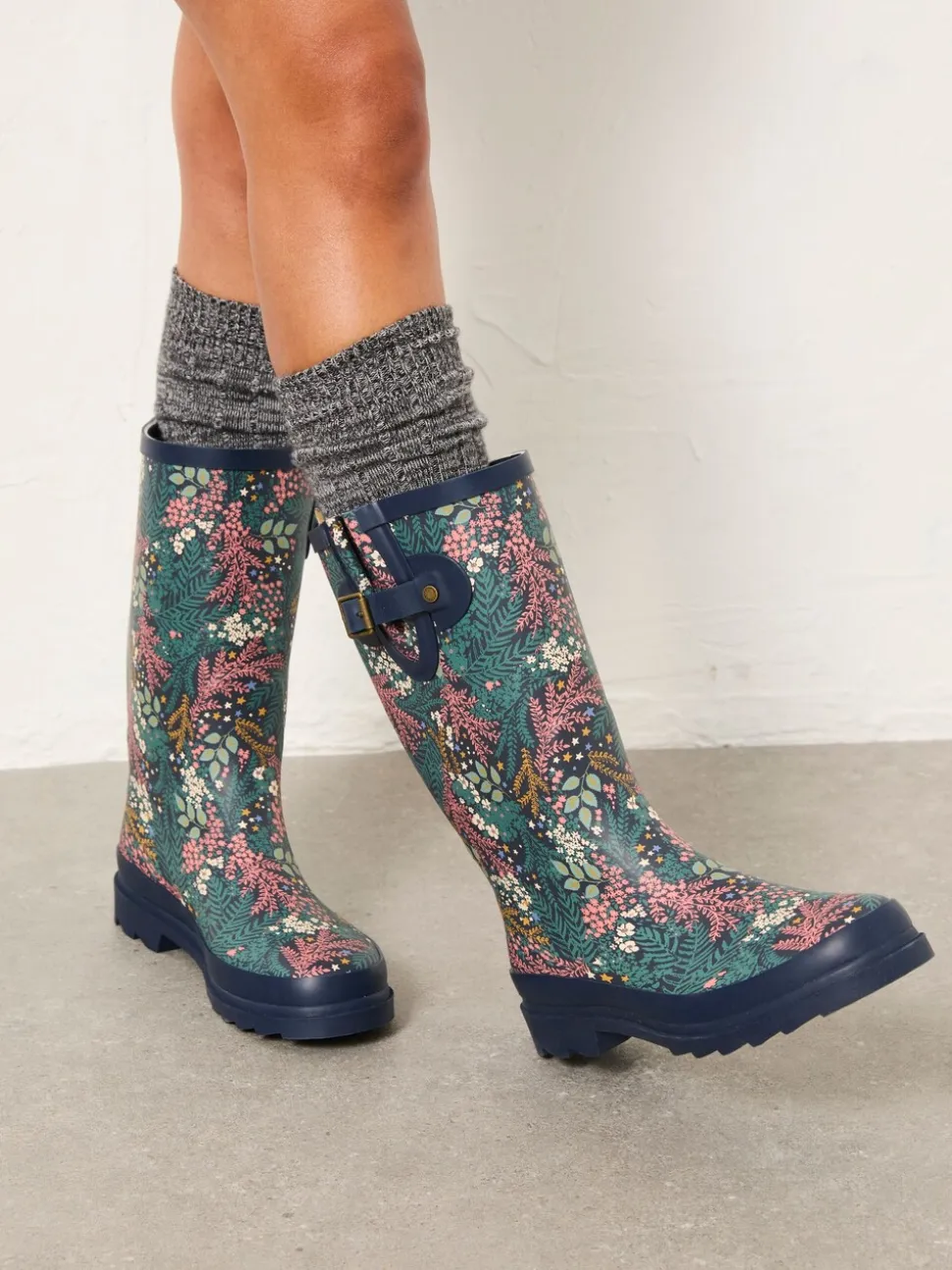 Marineblauw - FatFace Rubber Printed Welly